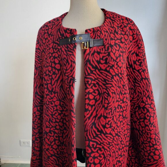 FOCUS 2000 Red/Black Women’s Fall Animal Print Poncho (Size: S/M) - Picture 15 of 16